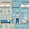 A guide on how to choose between two types of air conditioners: one for users looking for simple and powerful heating/cooling, and another for those focusing on energy efficiency and comfort. The image should include decision-making factors like budget, room size, climate needs, and smart features. Clean and informative infographic style, 16:9 aspect ratio.